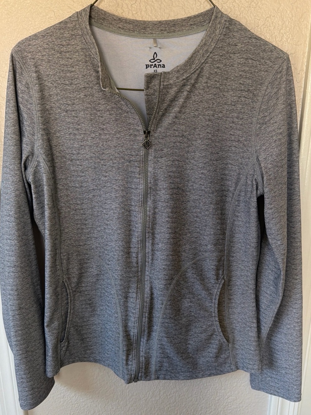 PrAna Womens Gray Full-Zip Jacket Lightweight Yoga Active Stretch Crop XS